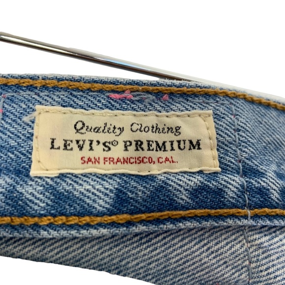 Levi's 501 Premium Women High Rise Denim Cut Off Shorts Sz 28 Rainbow Button Fly - Picture 10 of 10